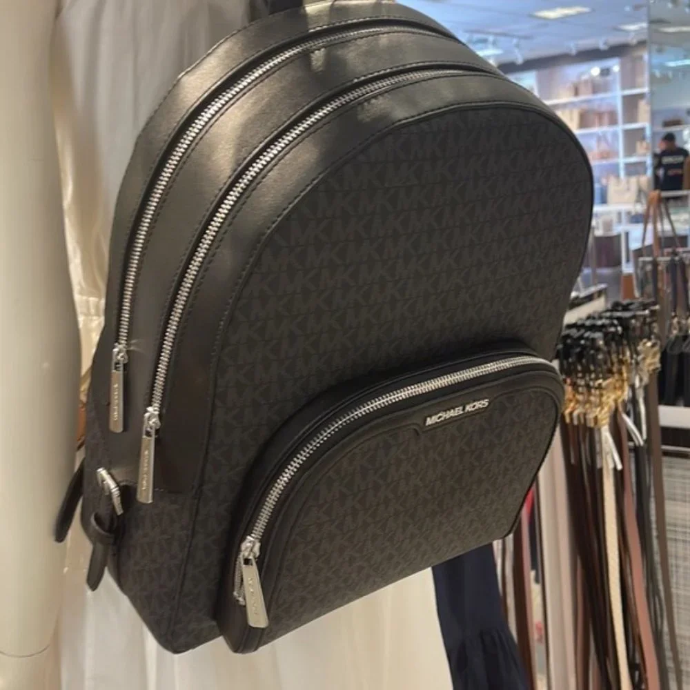 Michael Kors Jaycee Large Zip Pocket Backpack Black